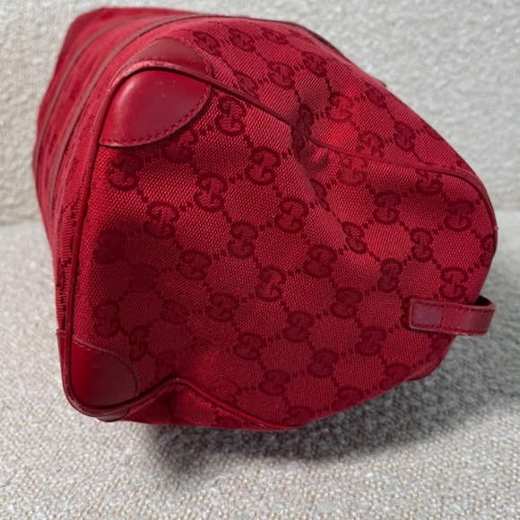 Authentic Gucci Red GG Canvas Boston Bag - Picture 5 of 14